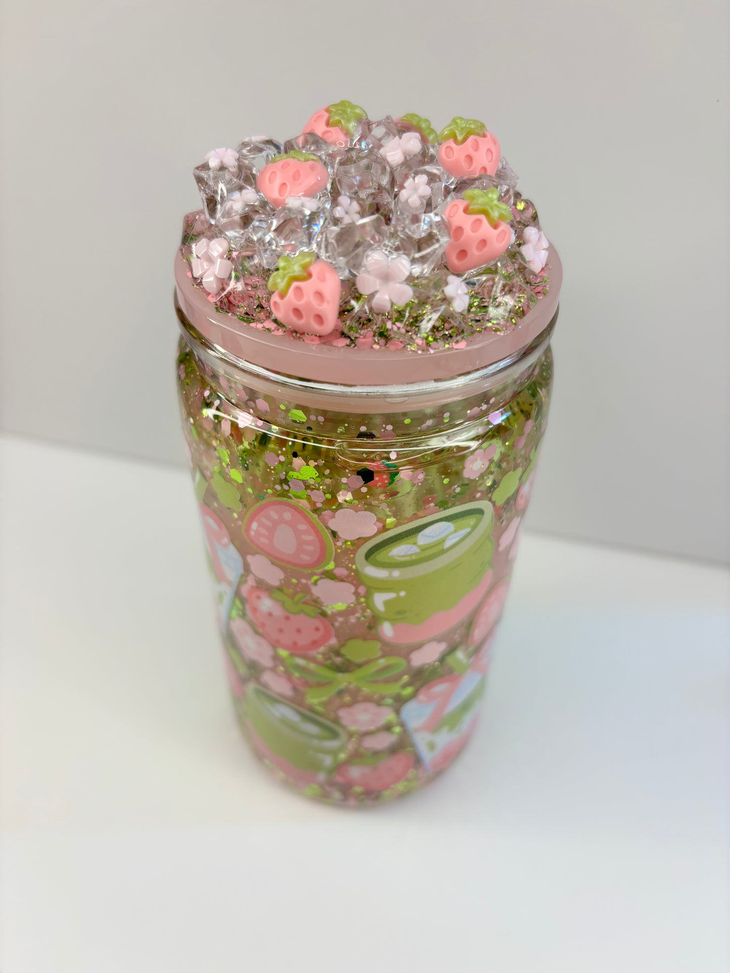 Strawberry Matcha dual lava kit. Available in a 16oz or 20oz kit.