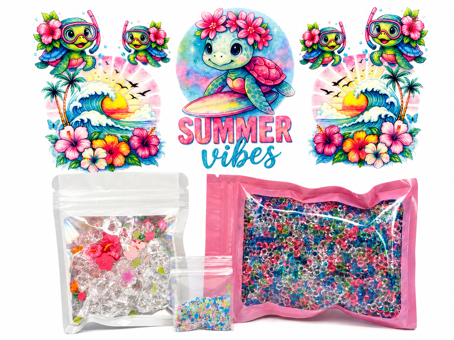 Summer vibes, crystals, snow globe kit