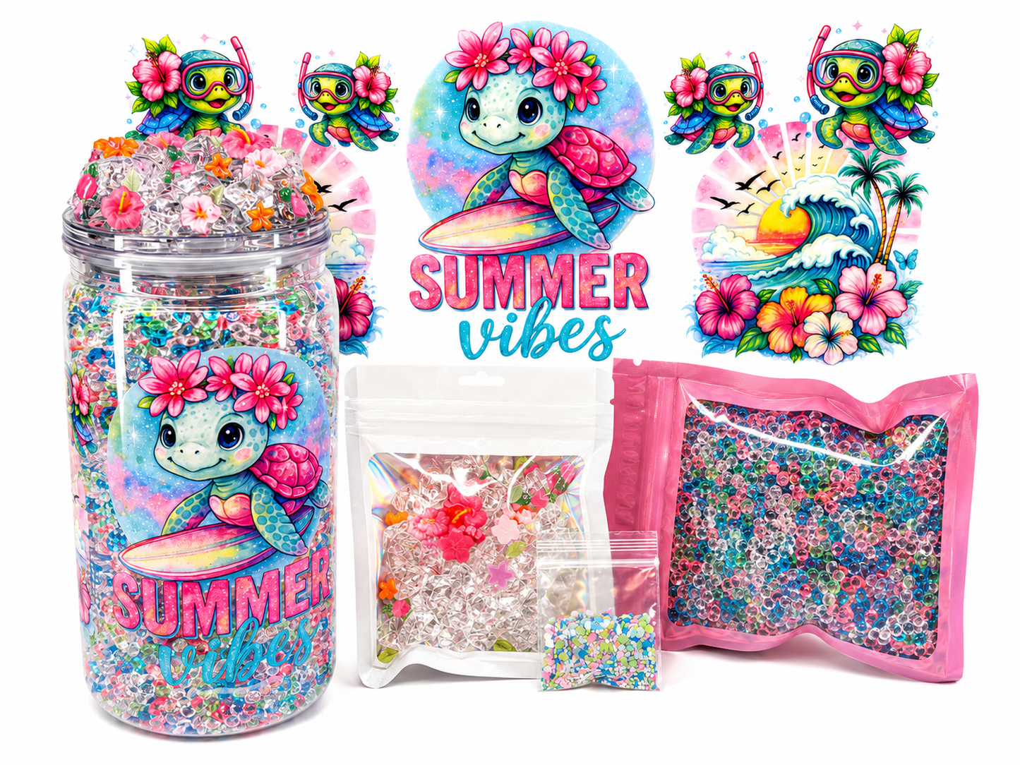 Summer vibes, crystals, snow globe kit