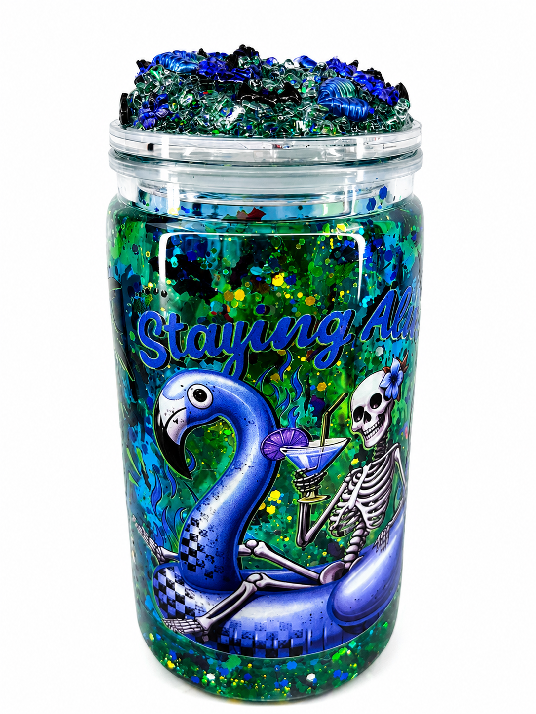Staying alive, glowing lava, snow globe kit