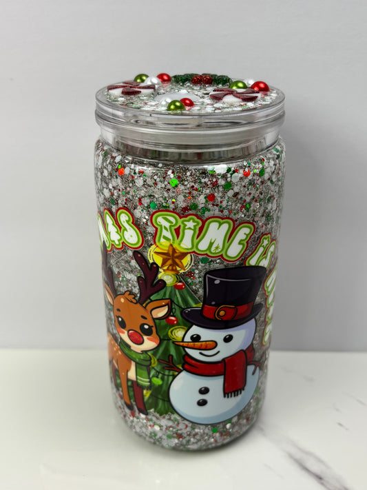 Christmas time snow globe cup