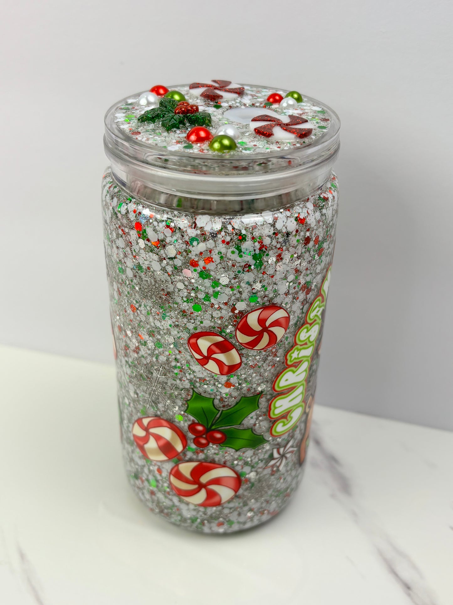 Christmas time snow globe cup