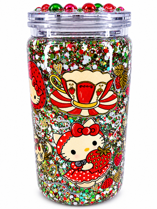 Strawberry Kitty 16oz Snow Globe Cup