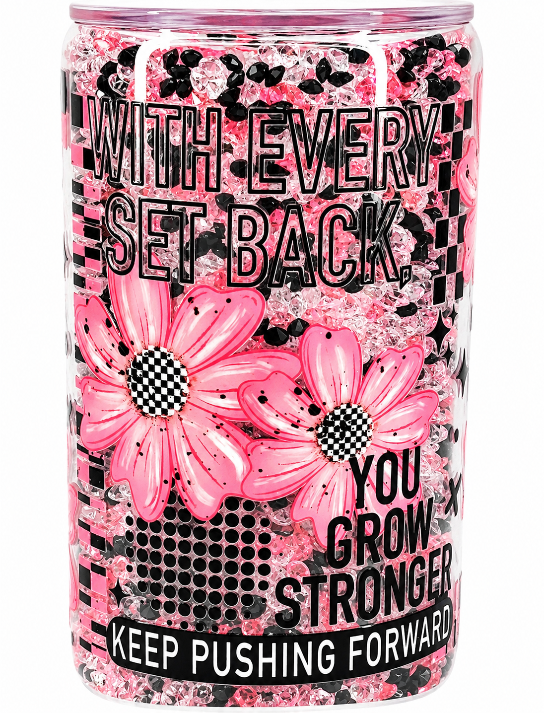 With every setback crystal snow globe cup