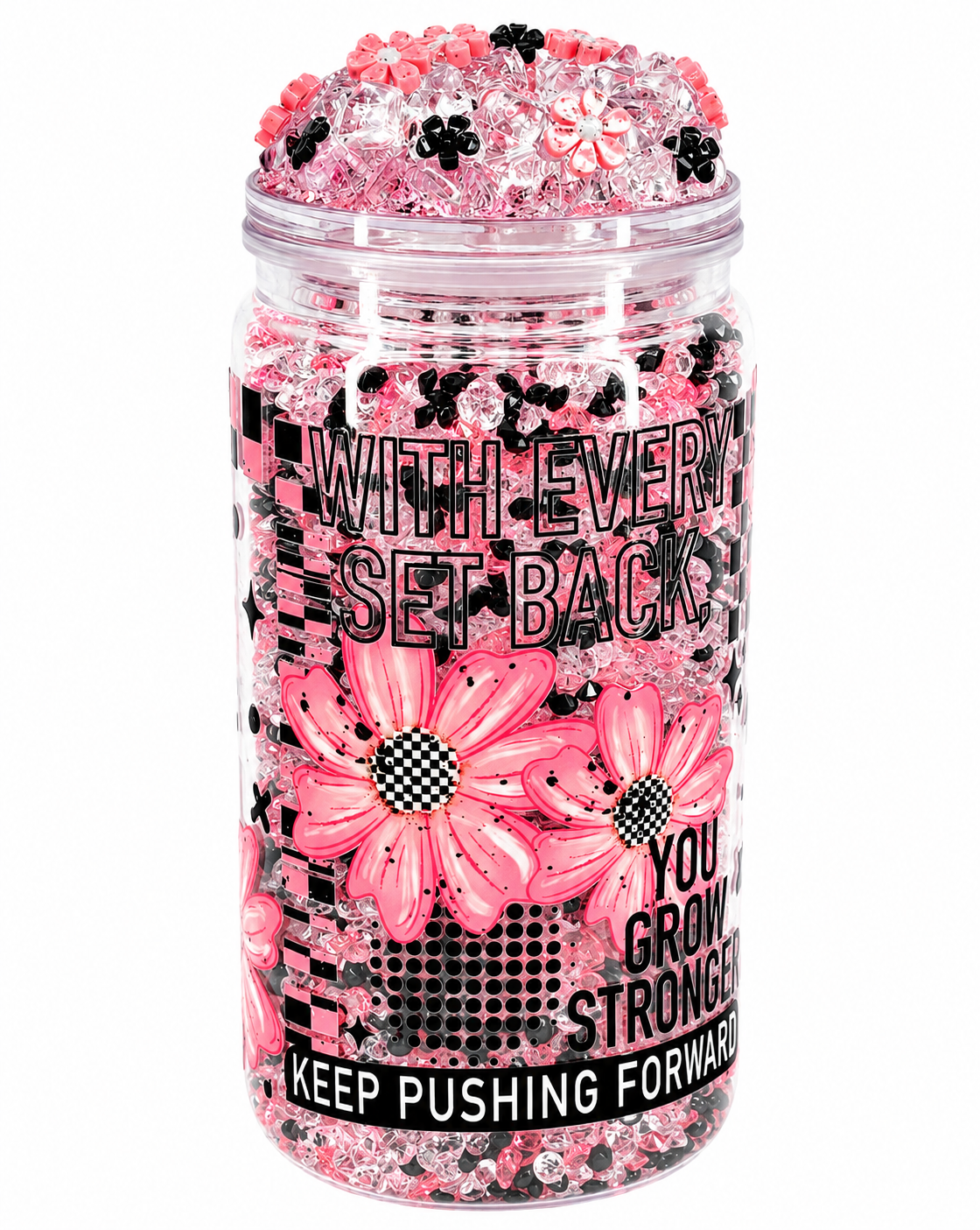 With every setback crystal snow globe cup