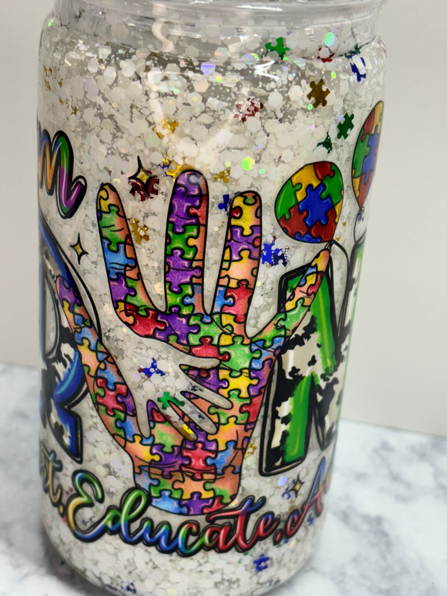 Autism strong snow globe