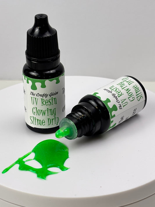 Glowing green uv resin slime drip