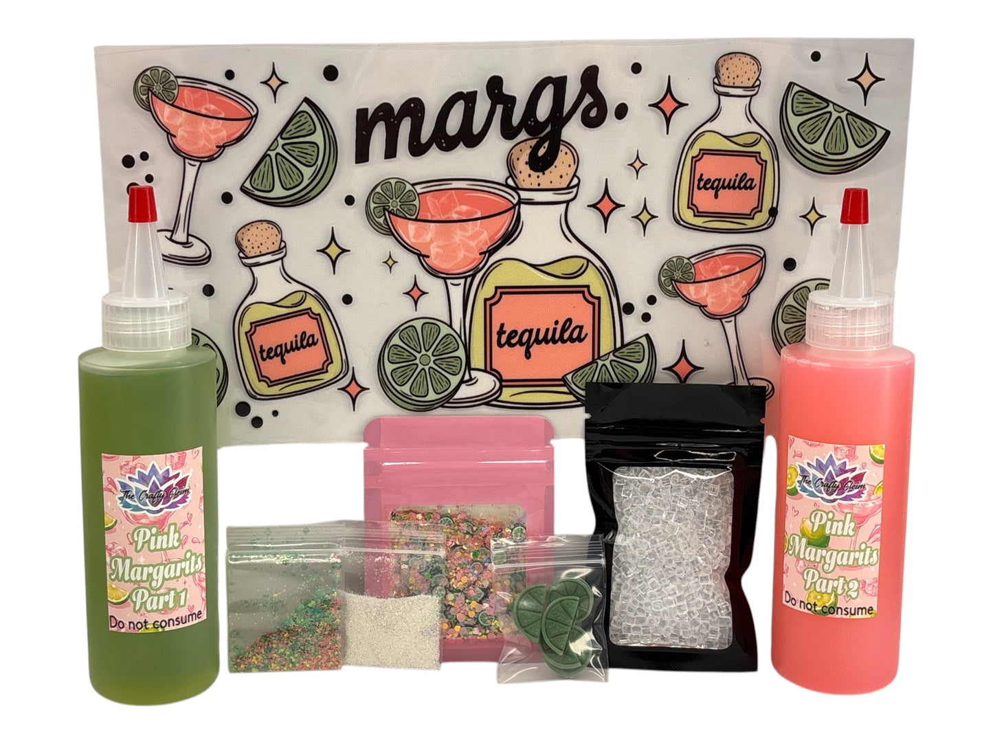 Glowing pink margarita, lava snow globe kit