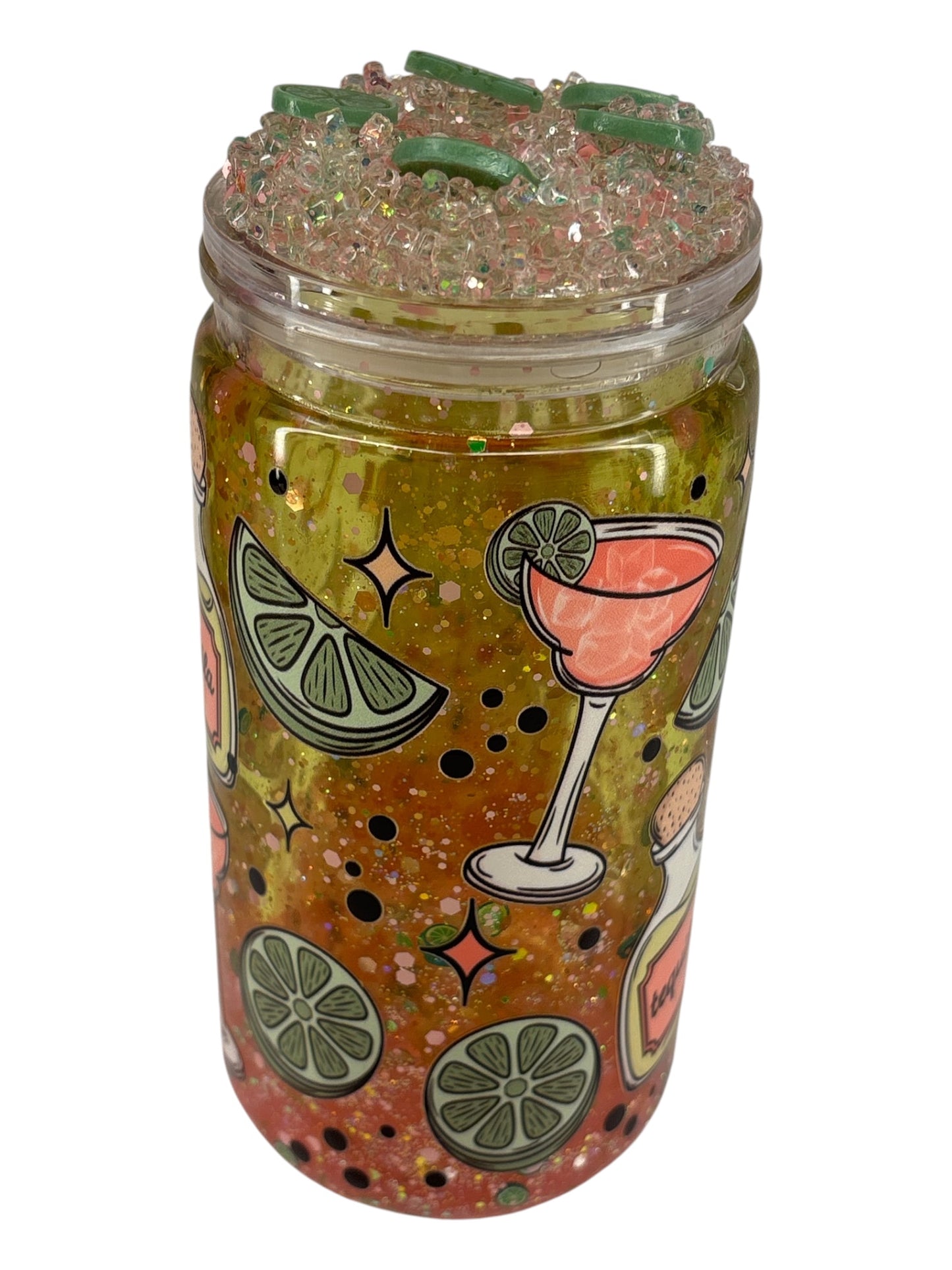 Glowing pink margarita, lava snow globe kit