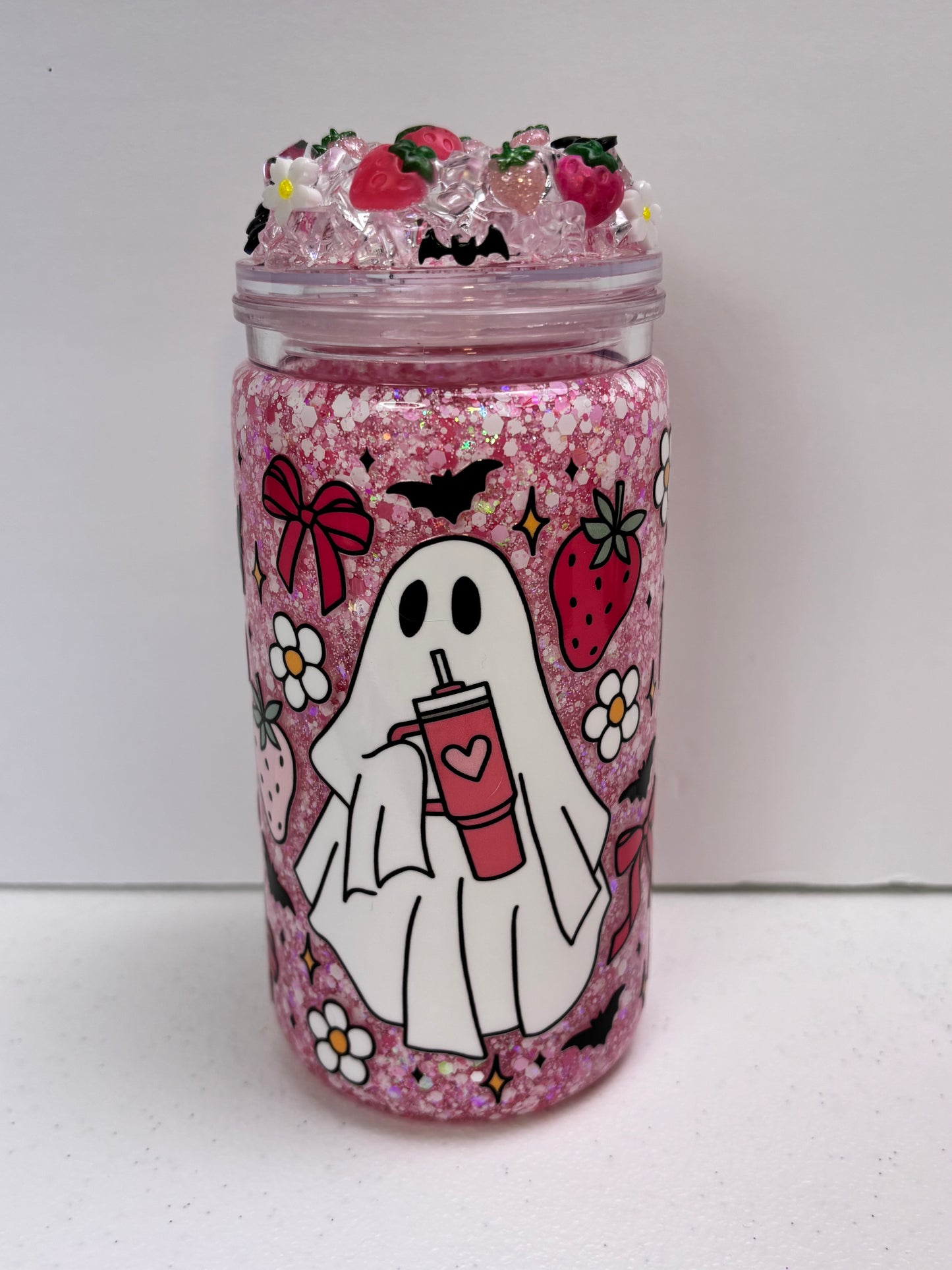 Strawberry ghost snow globe cup