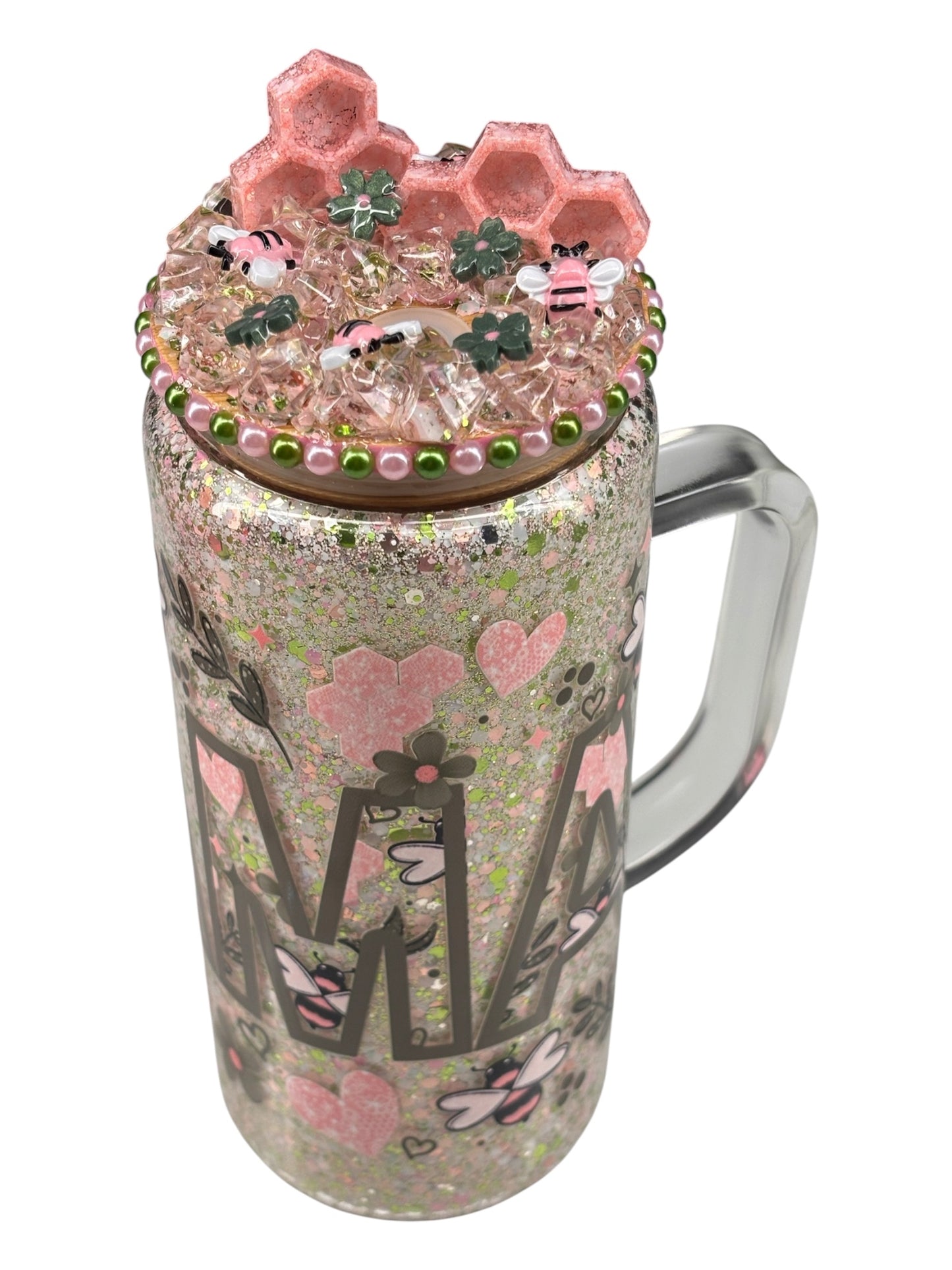 Mama honeybee glass, dry glitter mug