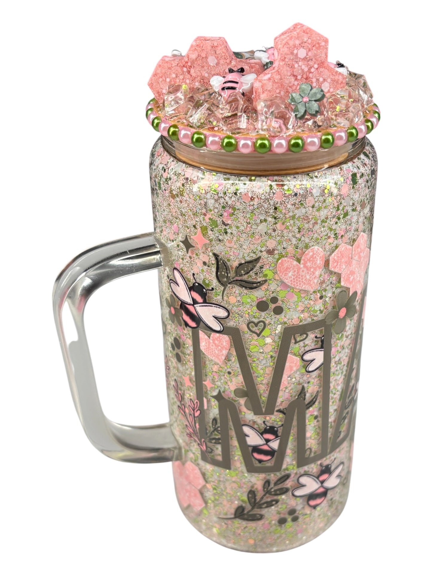 Mama honeybee glass, dry glitter mug