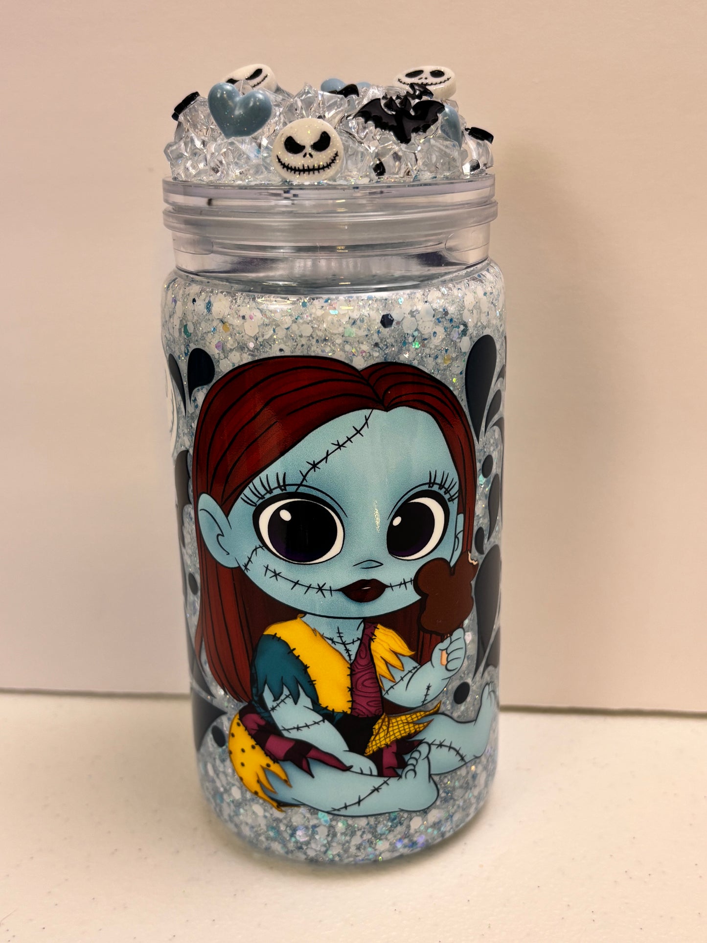 Baby girl skeleton snow globe cup