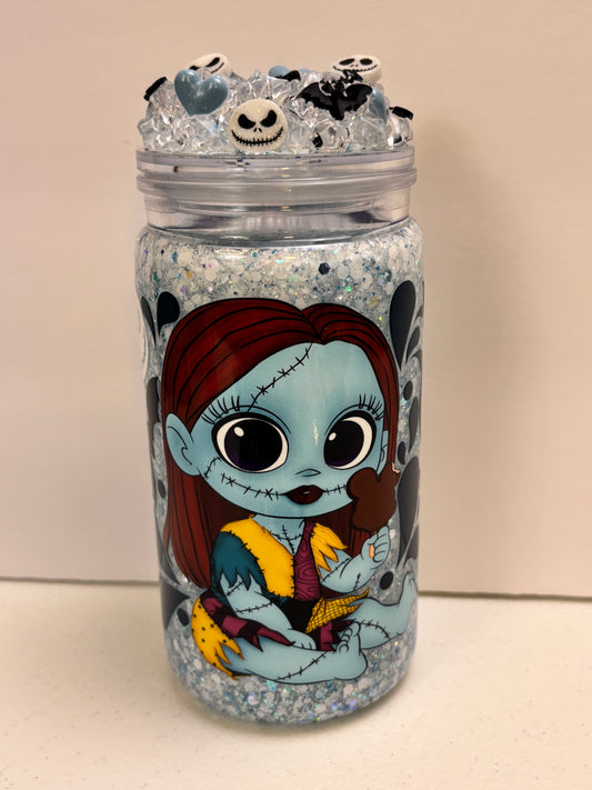 Baby girl skeleton snow globe cup