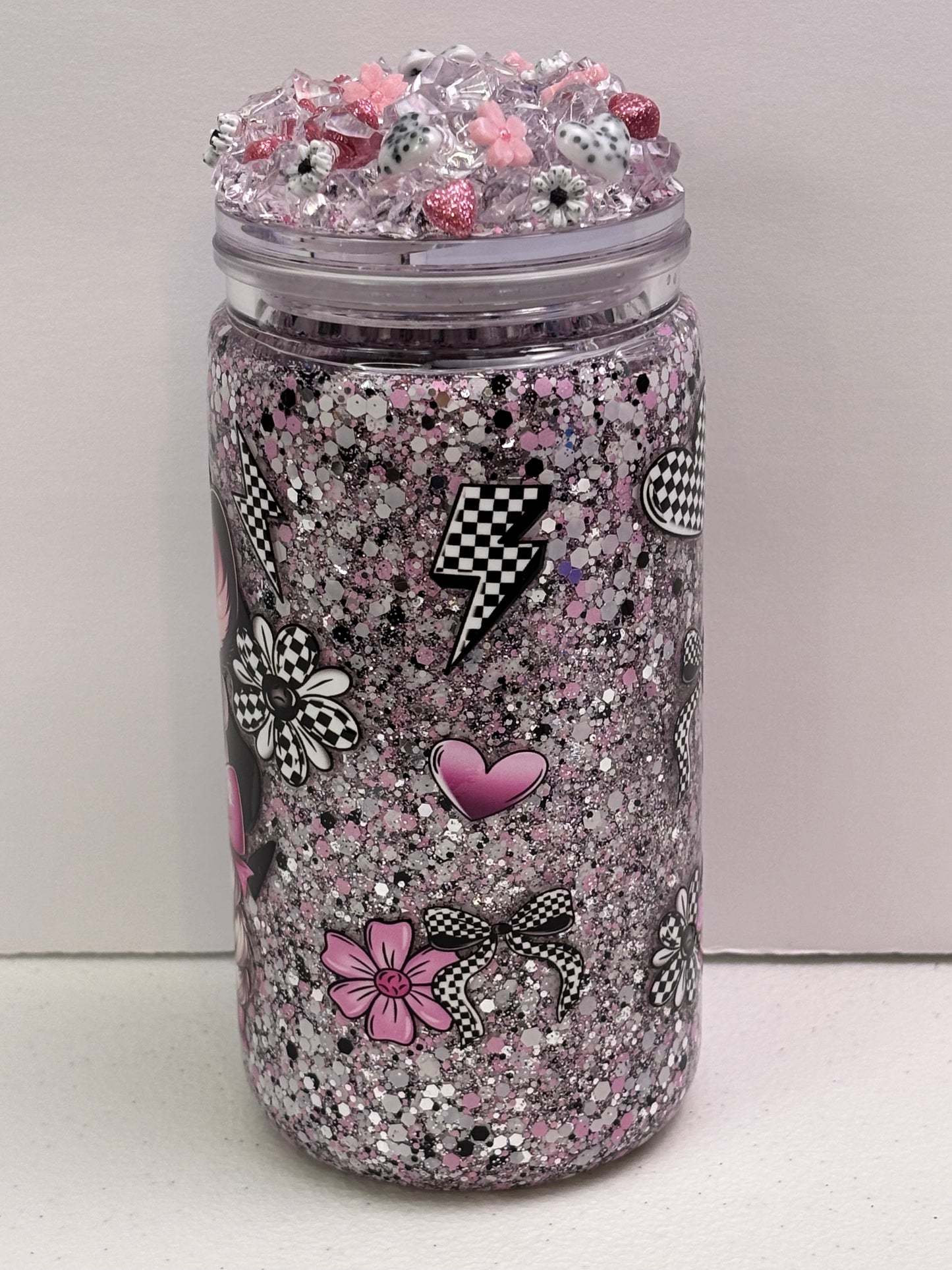 Pink cow snow globe