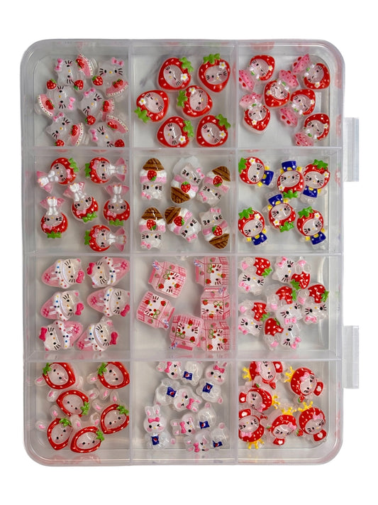 Strawberry dessert resin charms