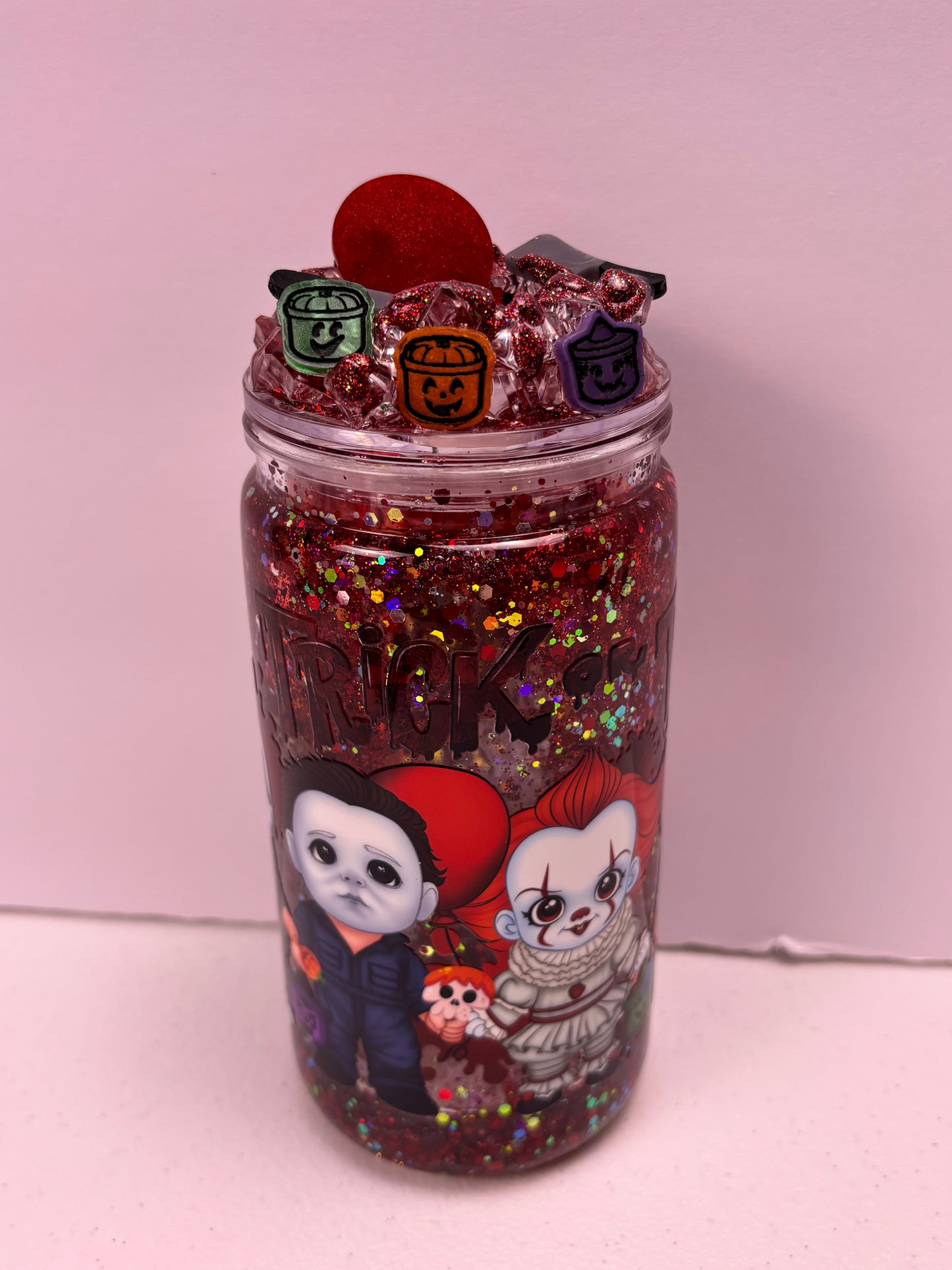 Trick or treat Murder boys glowing lava style snow globe cup