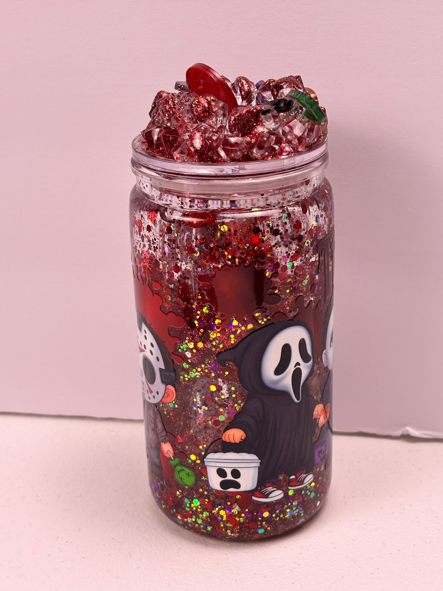 Trick or treat Murder boys glowing lava style snow globe cup