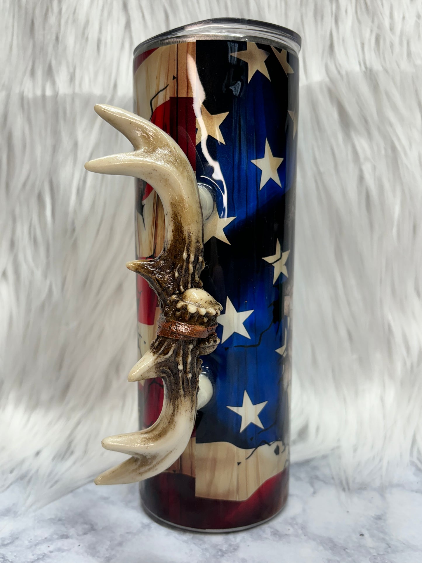 American Flag deer antler 20oz tumbler