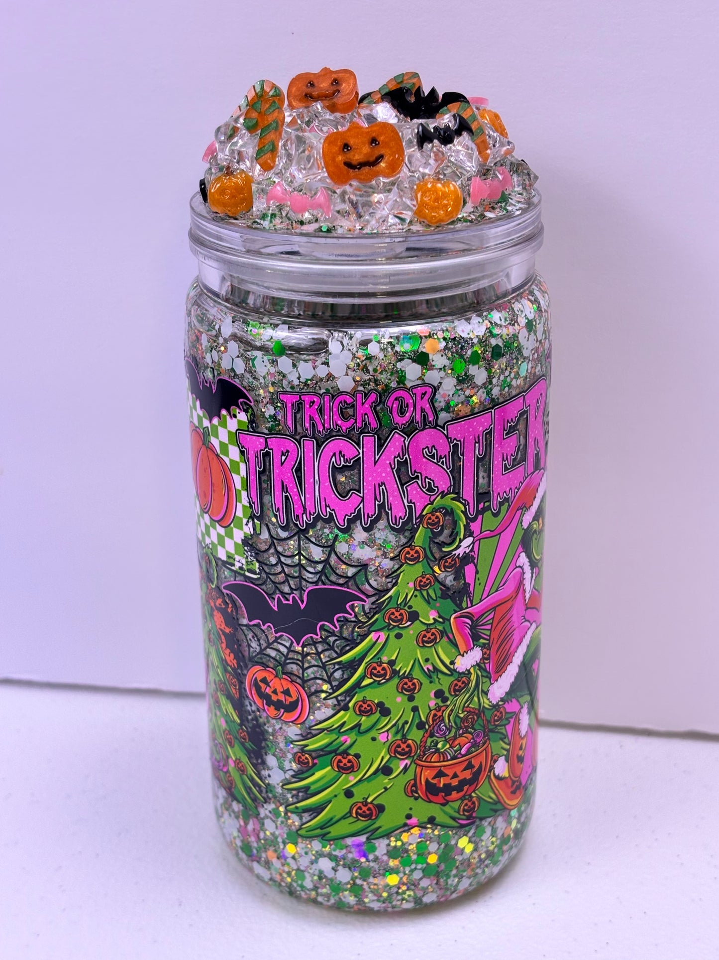 Trick or trickster glowing snow globe cup