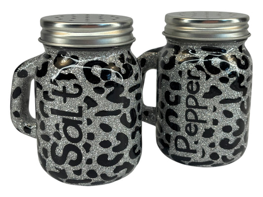 Leopard print mason jar, salt and pepper shakers