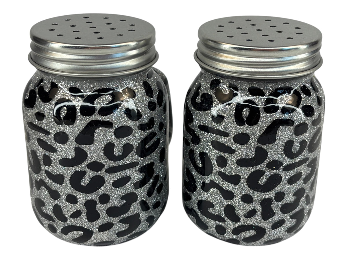 Leopard print mason jar, salt and pepper shakers