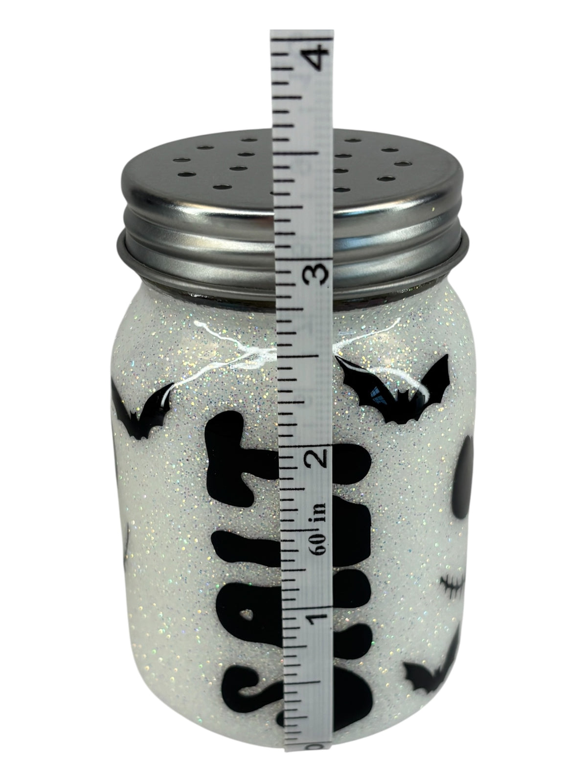 Glowing Halloween nightmare, mason jar of salt and pepper shakers