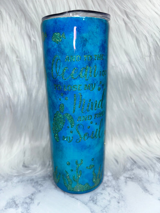 To the ocean I go 20oz snow globe tumbler.
