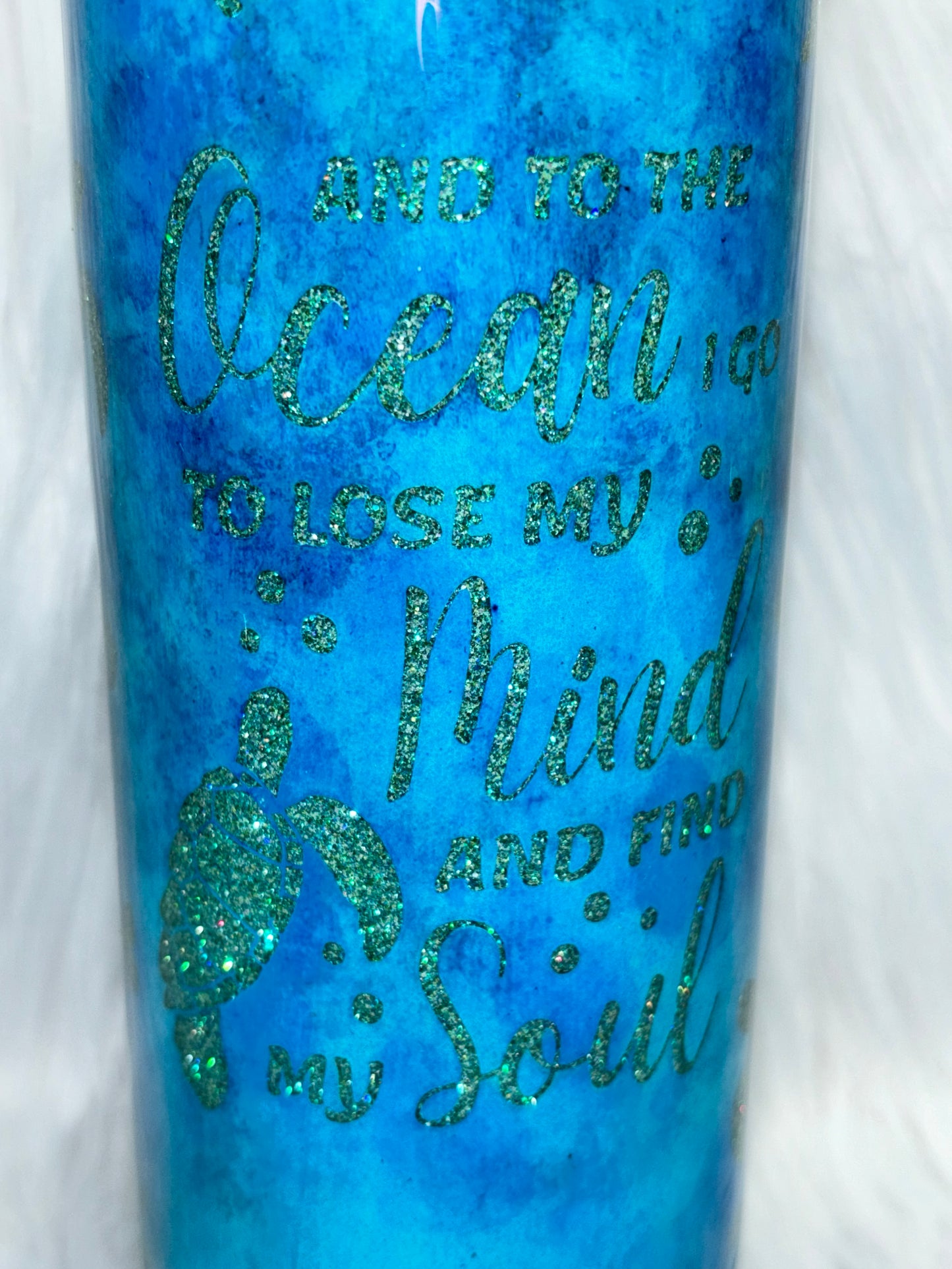 To the ocean I go 20oz snow globe tumbler.
