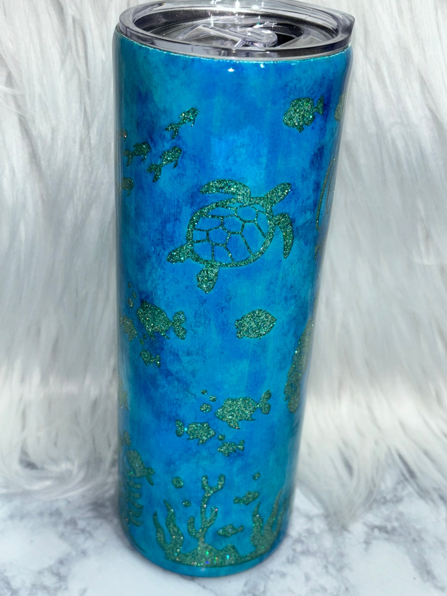 To the ocean I go 20oz snow globe tumbler.