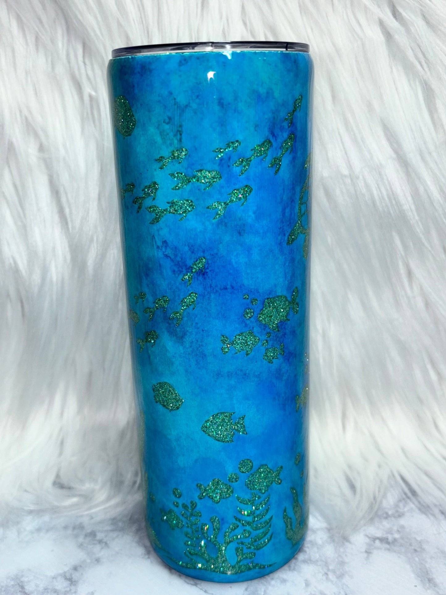 To the ocean I go 20oz snow globe tumbler.