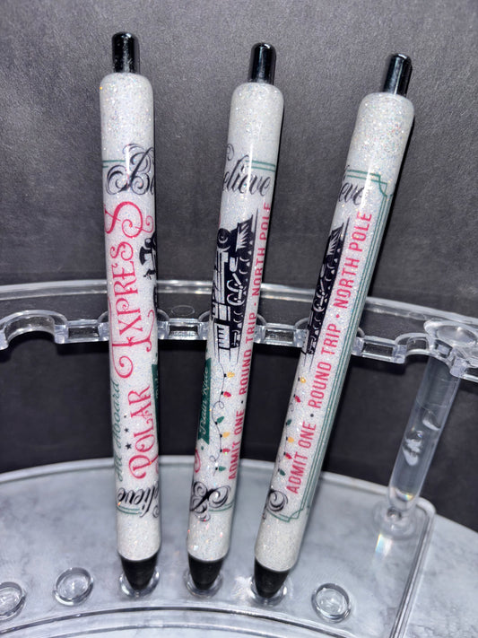 Polar express ticket glitter pen