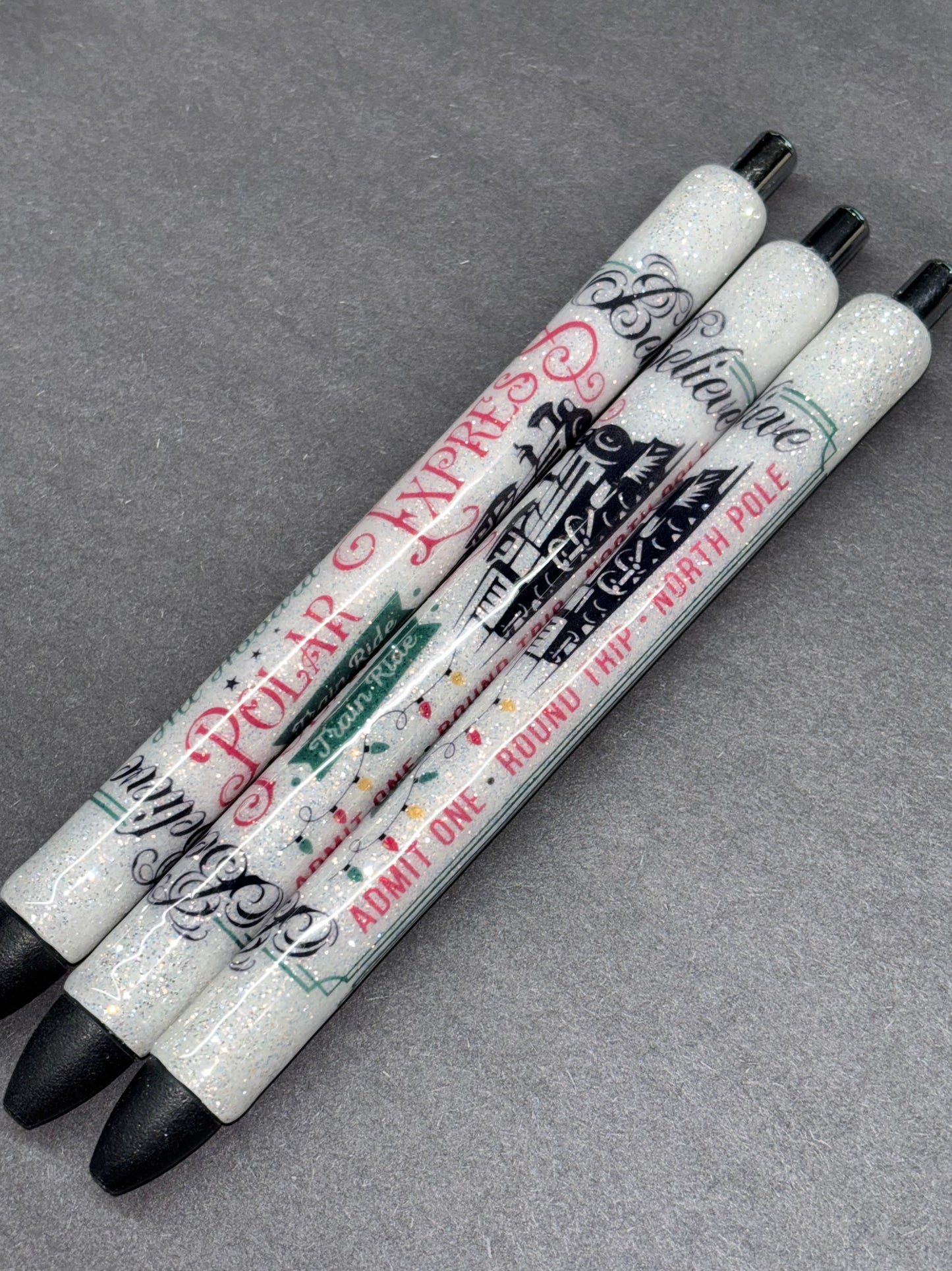 Polar express ticket glitter pen