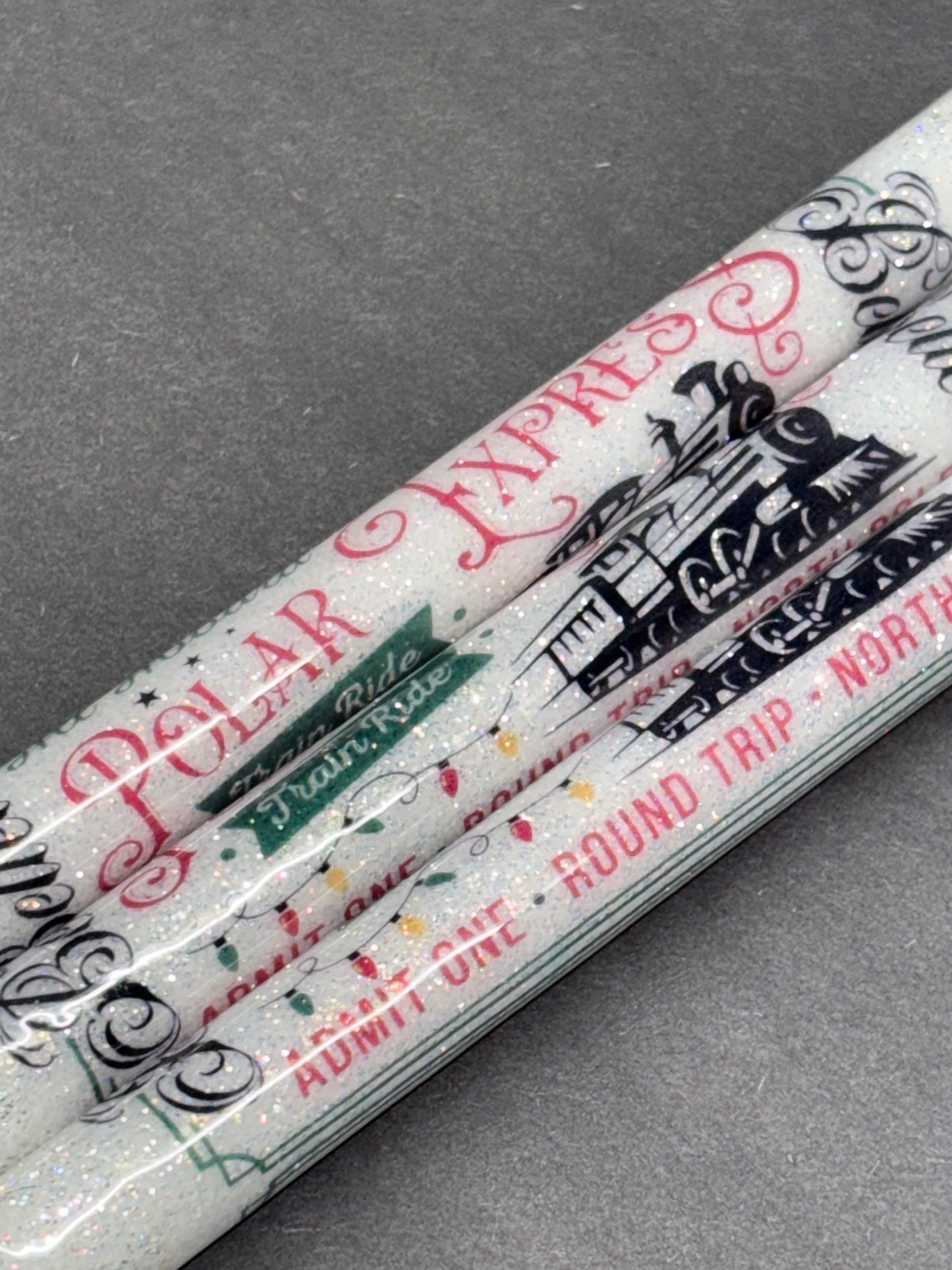 Polar express ticket glitter pen