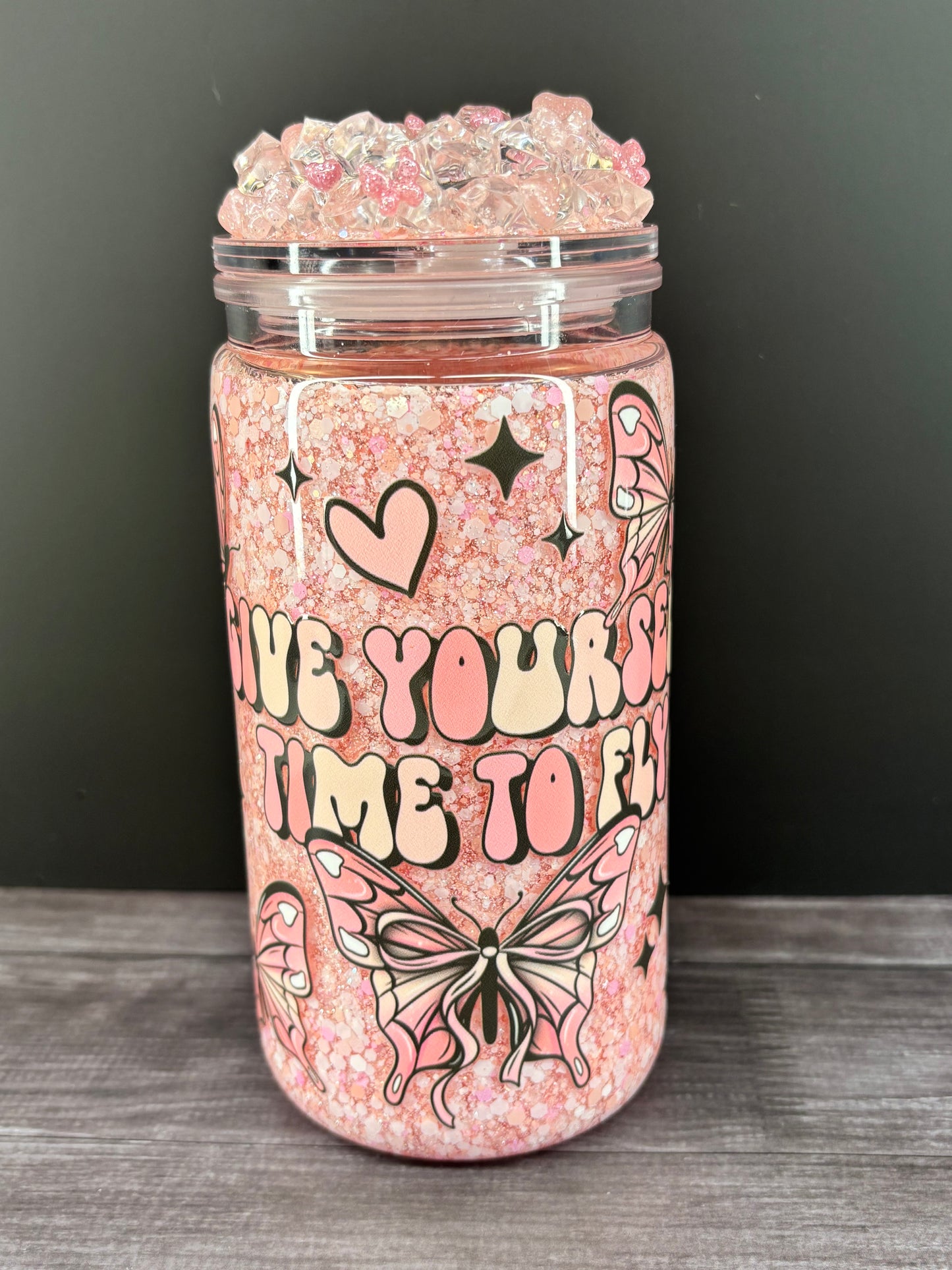 Give yourself time to fly snow globe cup