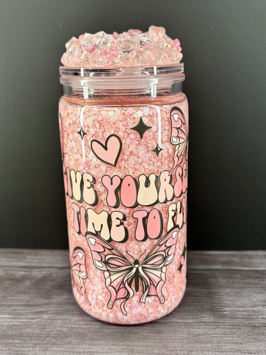 Give yourself time to fly snow globe cup