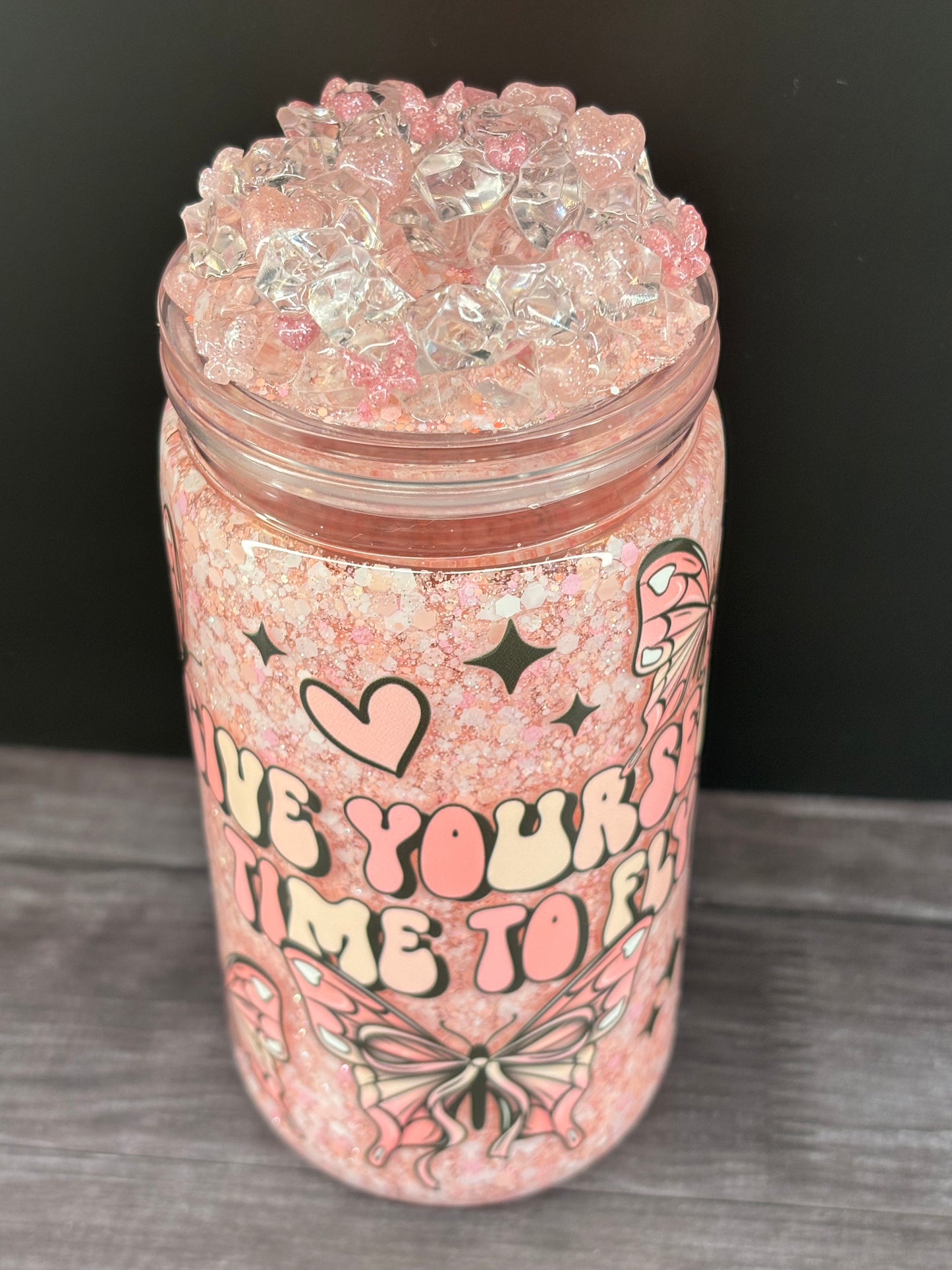 Give yourself time to fly snow globe cup