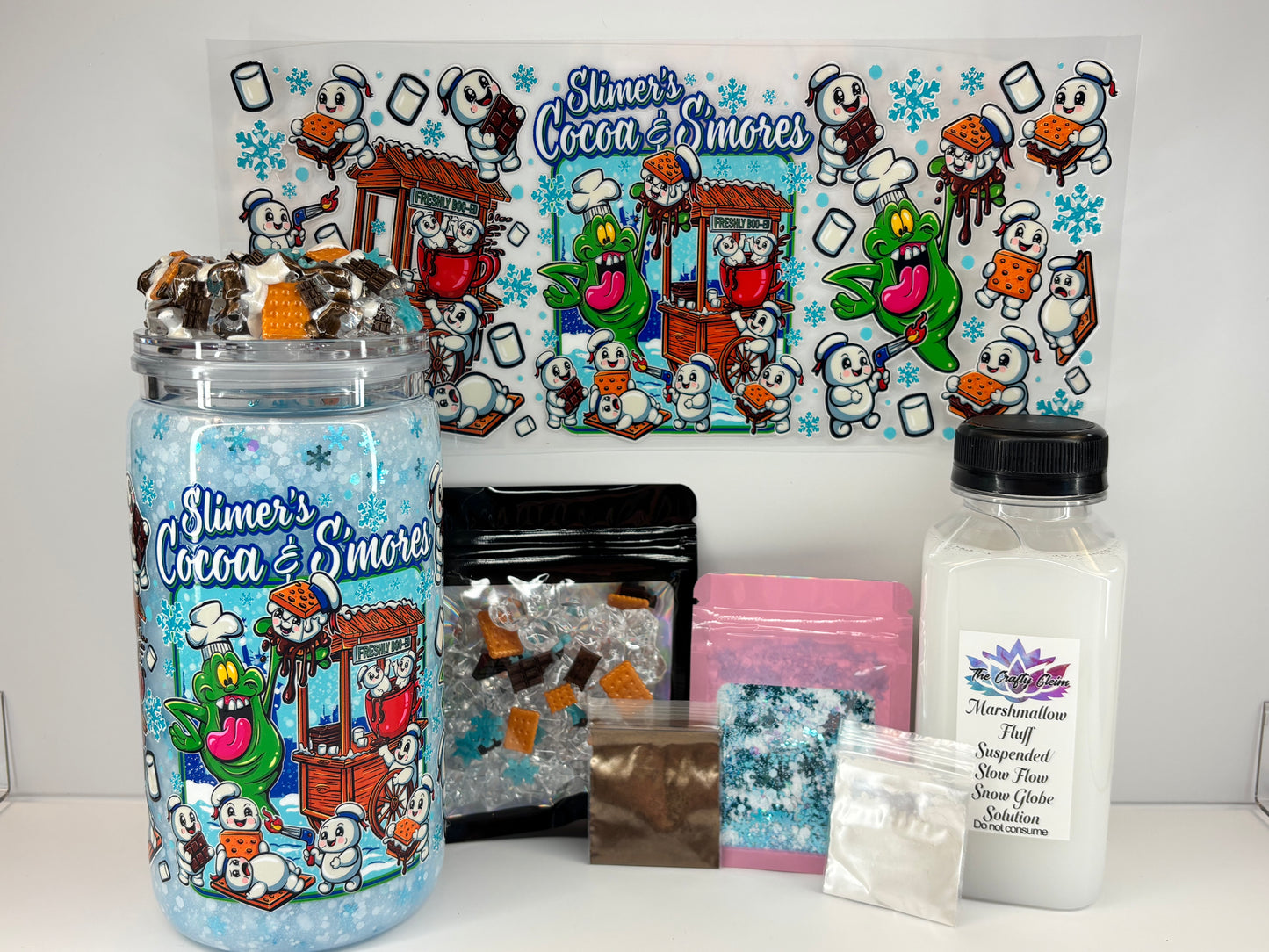 Cocoa and s’mores snow globe kit