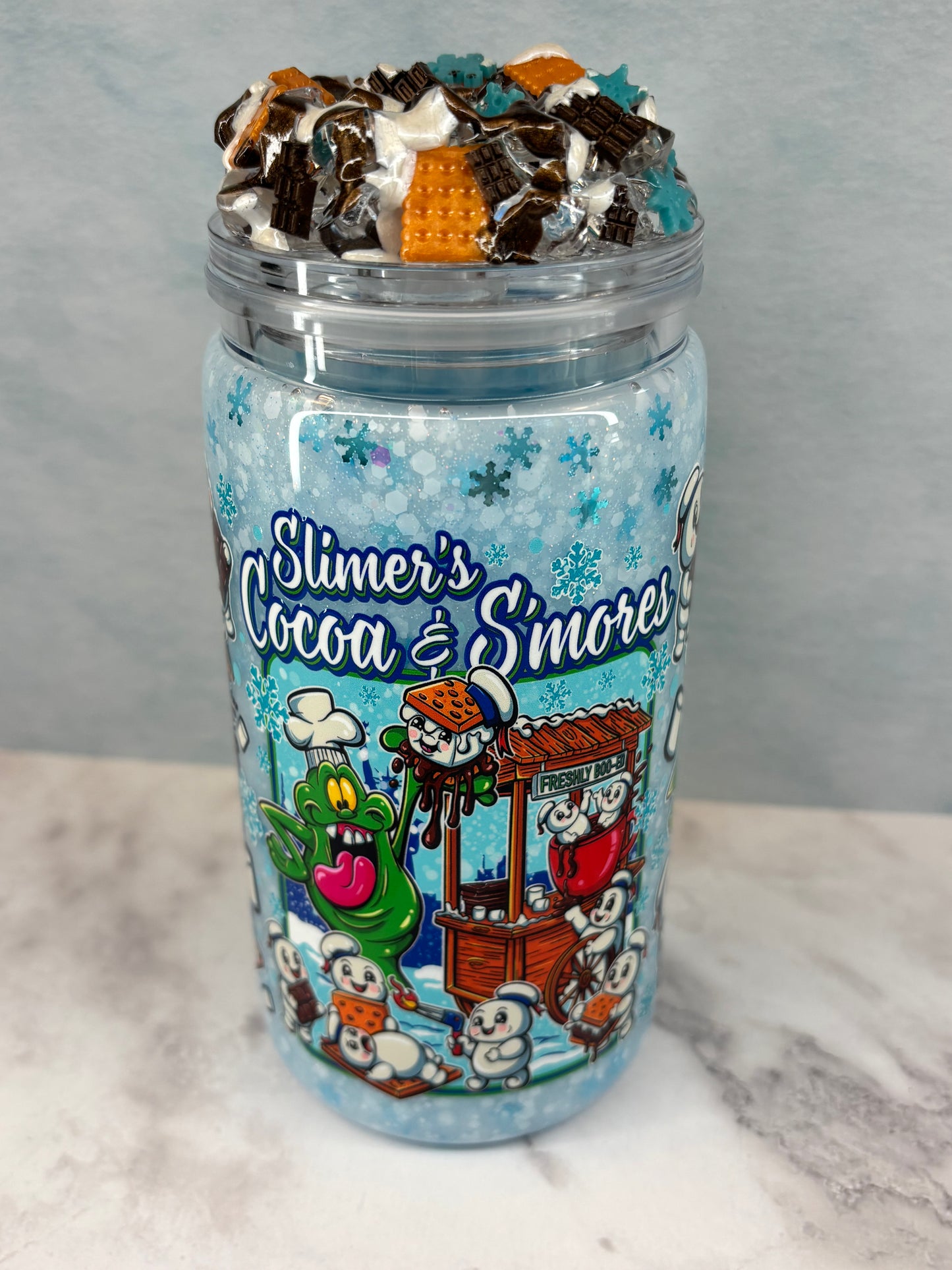 Cocoa and s’mores snow globe kit