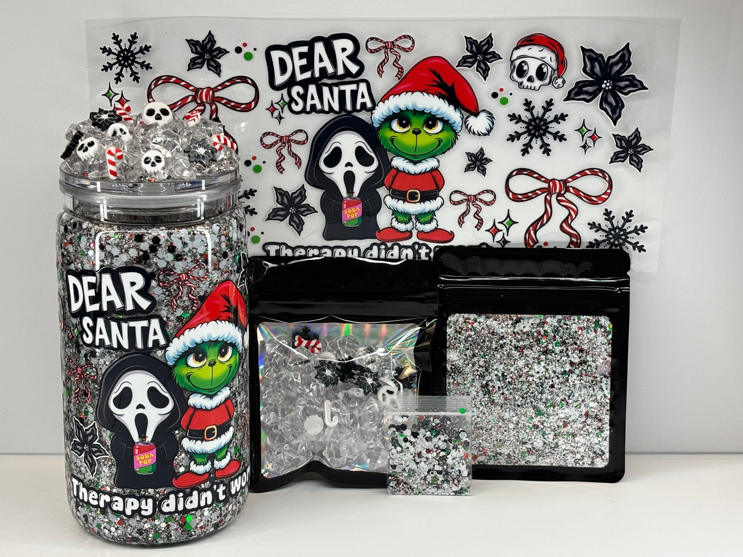 Santa, therapy didn’t work snow globe kit