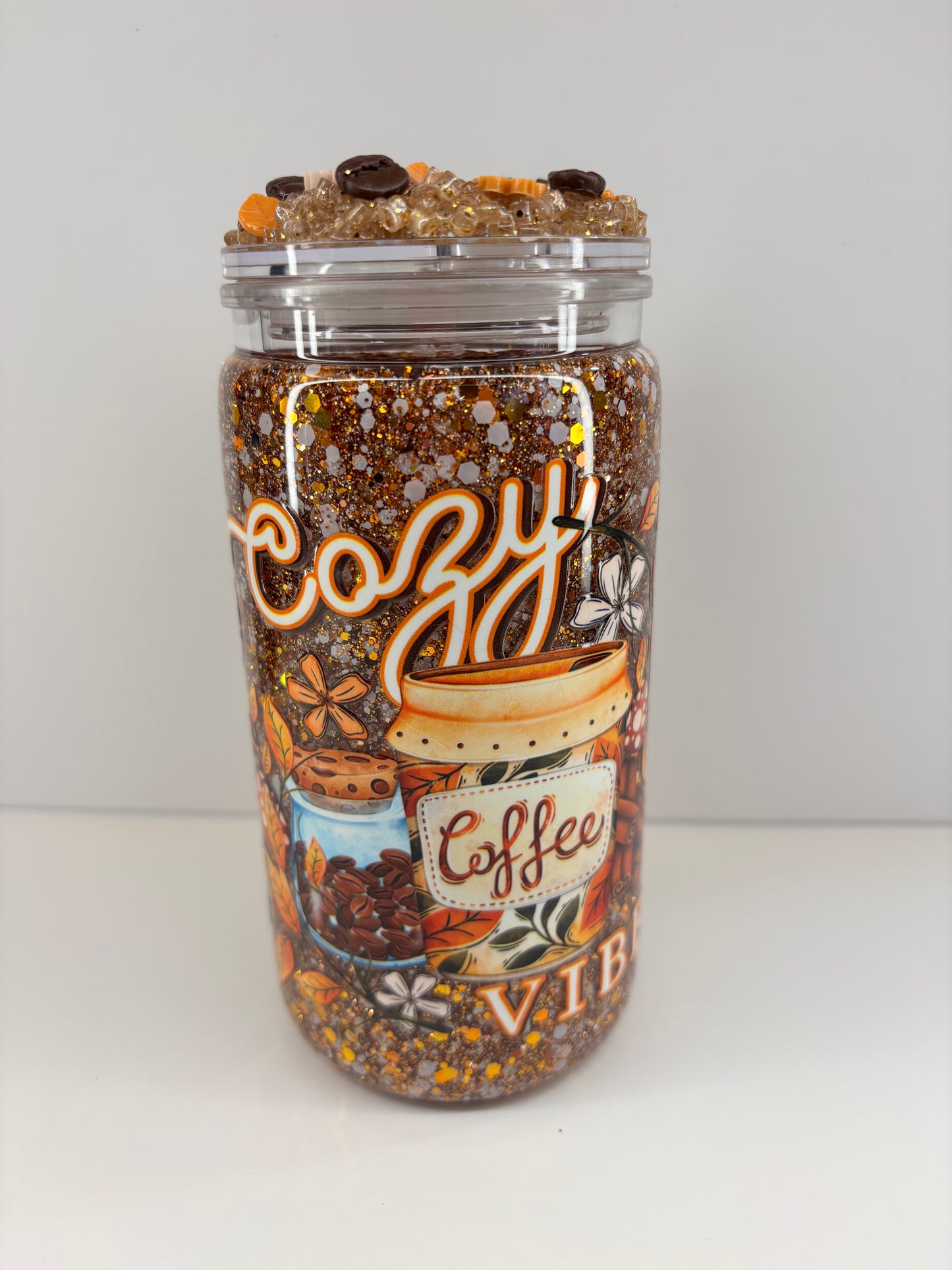 Cozy coffee vibes, snow globe cup