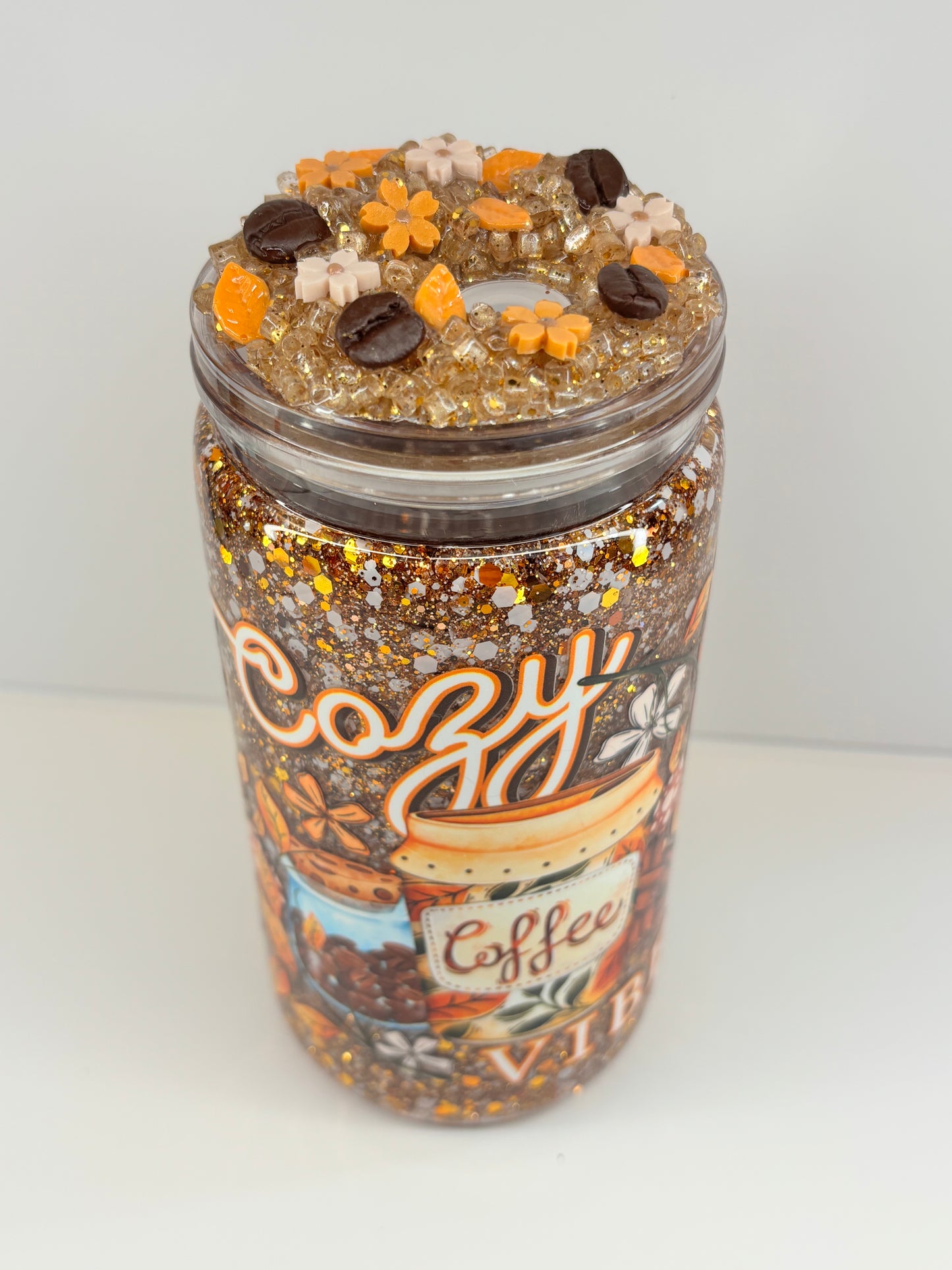 Cozy coffee vibes, snow globe cup