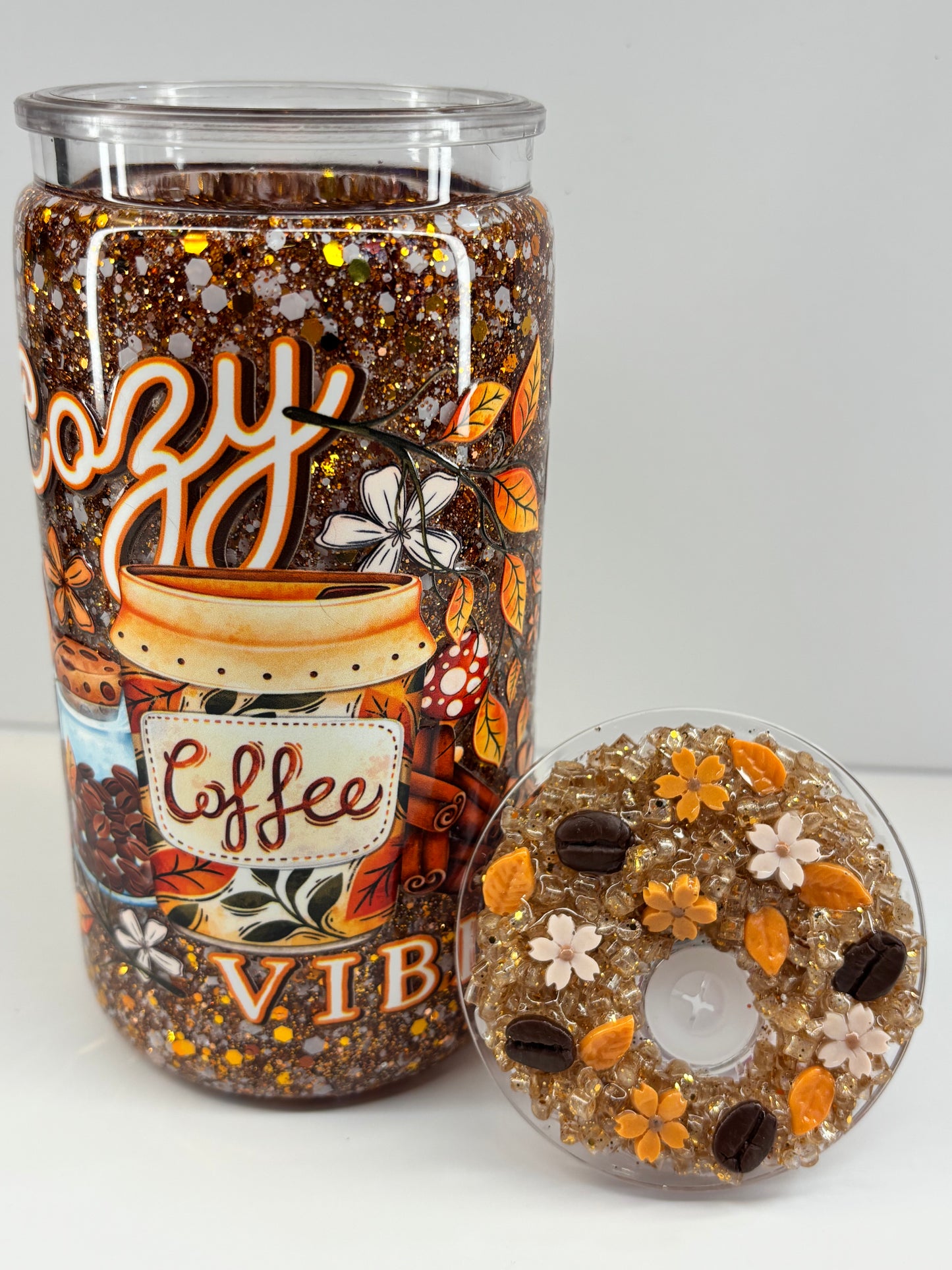 Cozy coffee vibes, snow globe cup