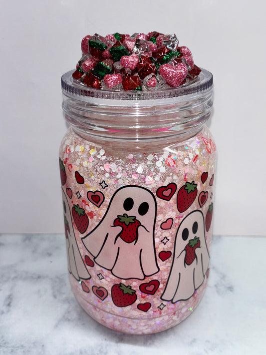 Strawberry ghost snow globe