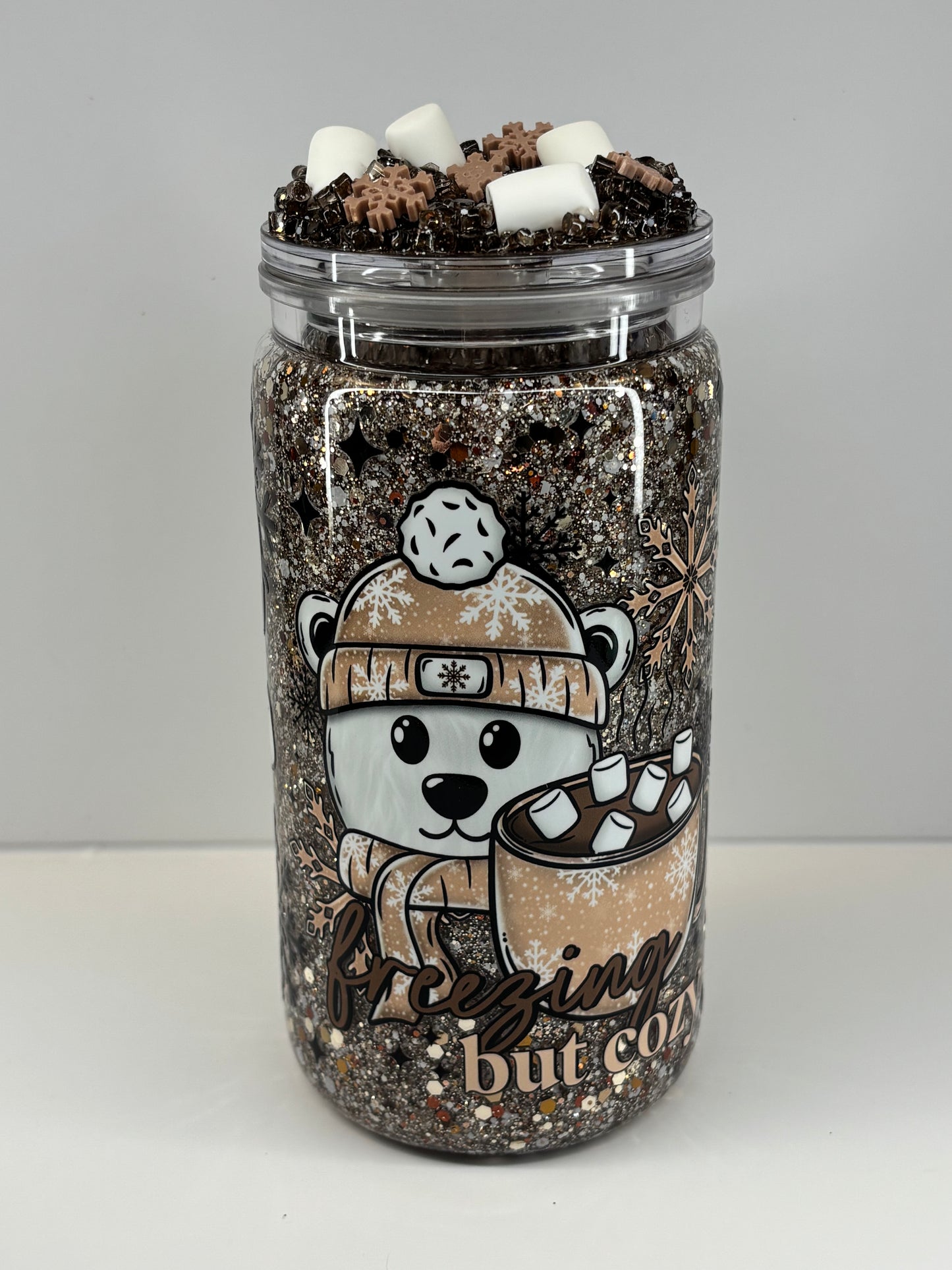 Freezing but cozy snow globe kit