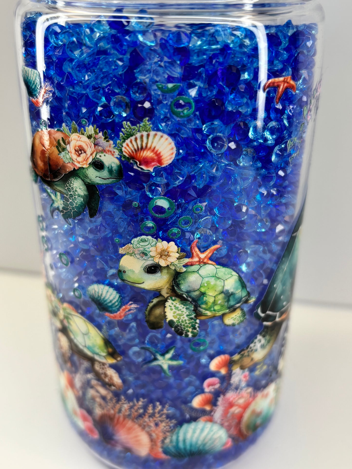 Crystal turtle dry snow globe