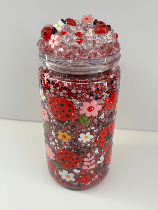 Lady bug love snow globe cup
