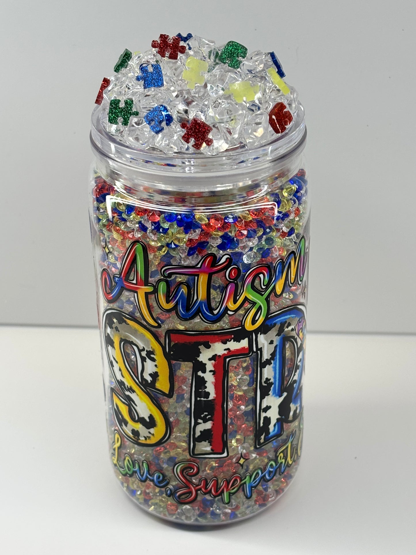 Autism crystal dry snow globe cup