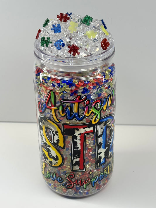 Autism crystal dry snow globe cup