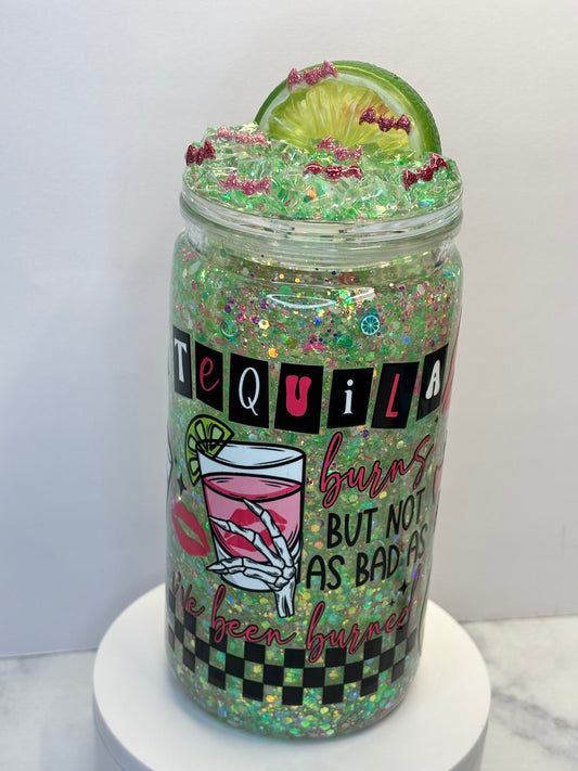 Tequila burns glow in the dark snow globe